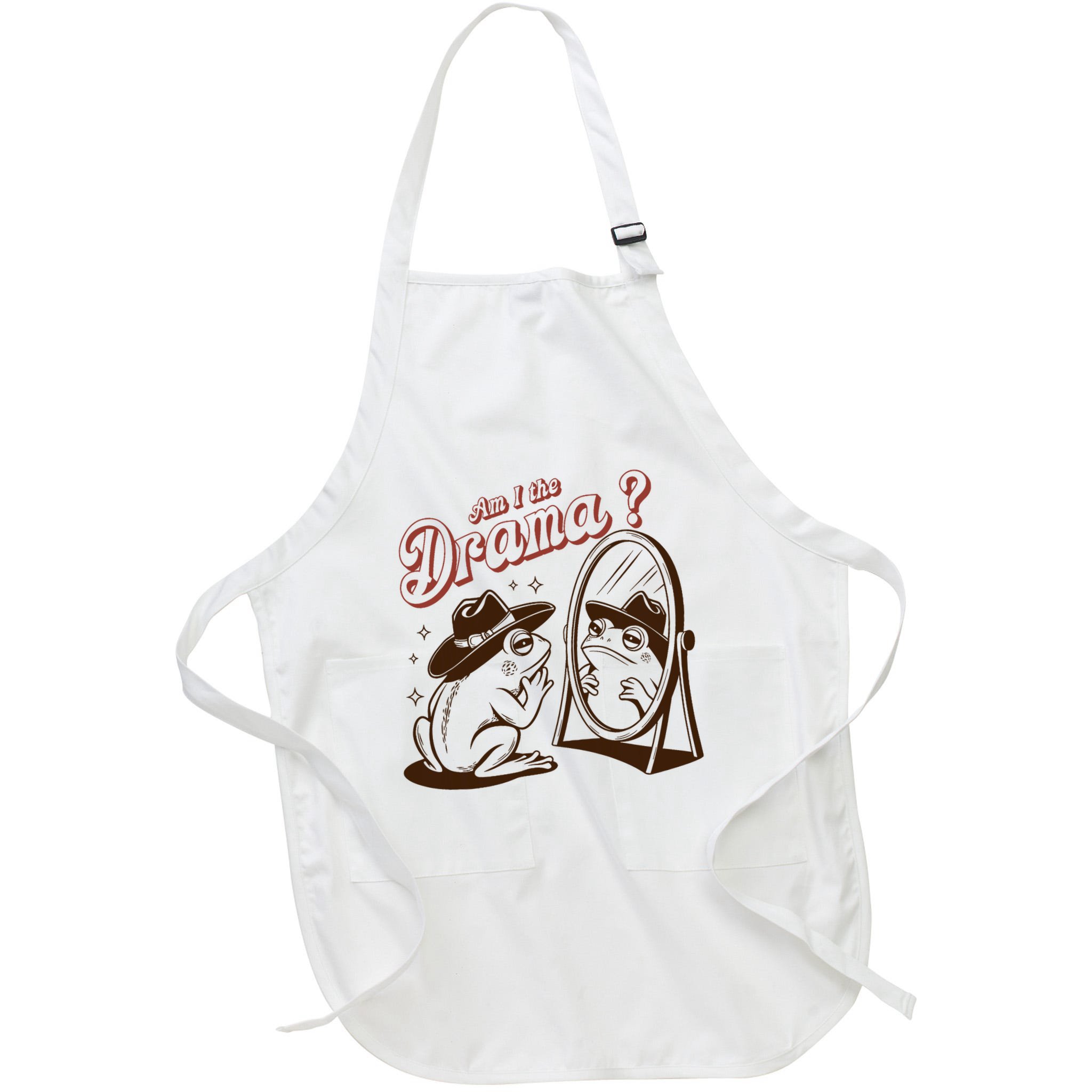 Am I The Drama Funny Vintage Retro Mental Health Cowboy Frog Apron
