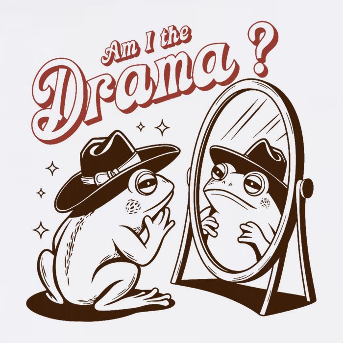 Am I The Drama Funny Vintage Retro Mental Health Cowboy Frog Apron