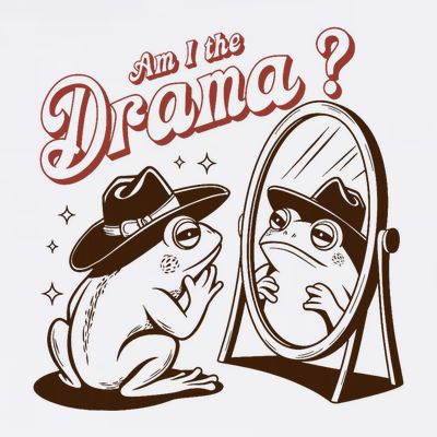 Am I The Drama Funny Vintage Retro Mental Health Cowboy Frog T-Shirt