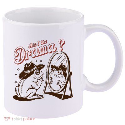 Am I The Drama Funny Vintage Retro Mental Health Cowboy Frog 11oz C Handle Ceramic Mug