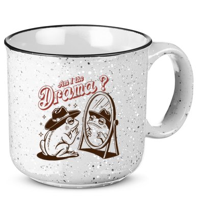 Am I The Drama Funny Vintage Retro Mental Health Cowboy Frog 15oz Campfire Ceramic Mug