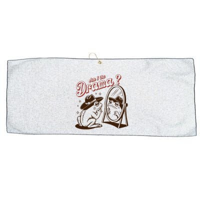 Am I The Drama Funny Vintage Retro Mental Health Cowboy Frog Large Microfiber Waffle Golf Towel