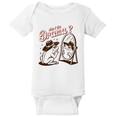 Am I The Drama Funny Vintage Retro Mental Health Cowboy Frog Baby Bodysuit