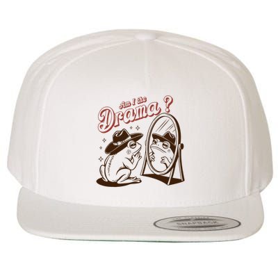 Am I The Drama Funny Vintage Retro Mental Health Cowboy Frog Wool Snapback Cap