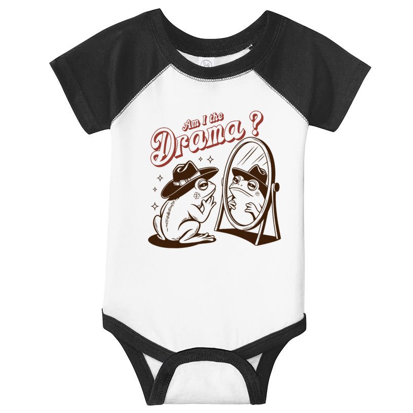Am I The Drama Funny Vintage Retro Mental Health Cowboy Frog Infant Baby Jersey Bodysuit