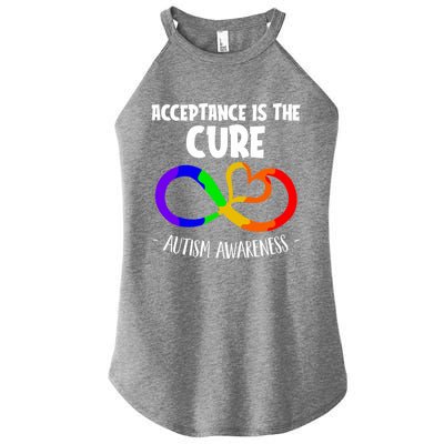 Acceptance Is The Cure Autism Awareness Unique Gift Women’s Perfect Tri Rocker Tank