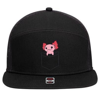 Axolotl In The Pocket Cute Baby Axolotl 7 Panel Mesh Trucker Snapback Hat