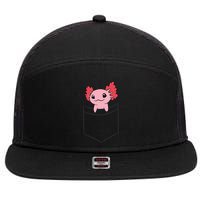 Axolotl In The Pocket Cute Baby Axolotl 7 Panel Mesh Trucker Snapback Hat