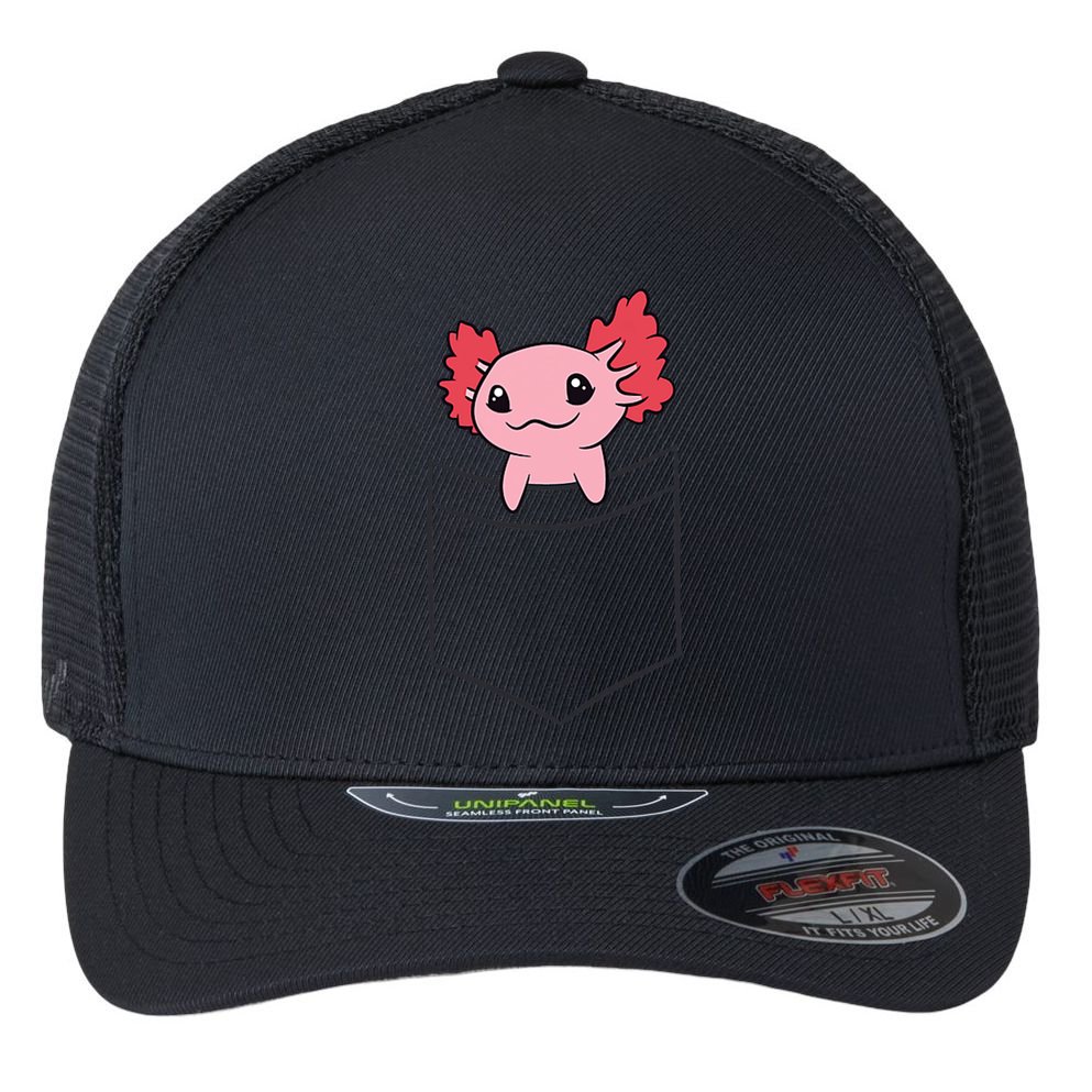 Axolotl In The Pocket Cute Baby Axolotl Flexfit Unipanel Trucker Cap