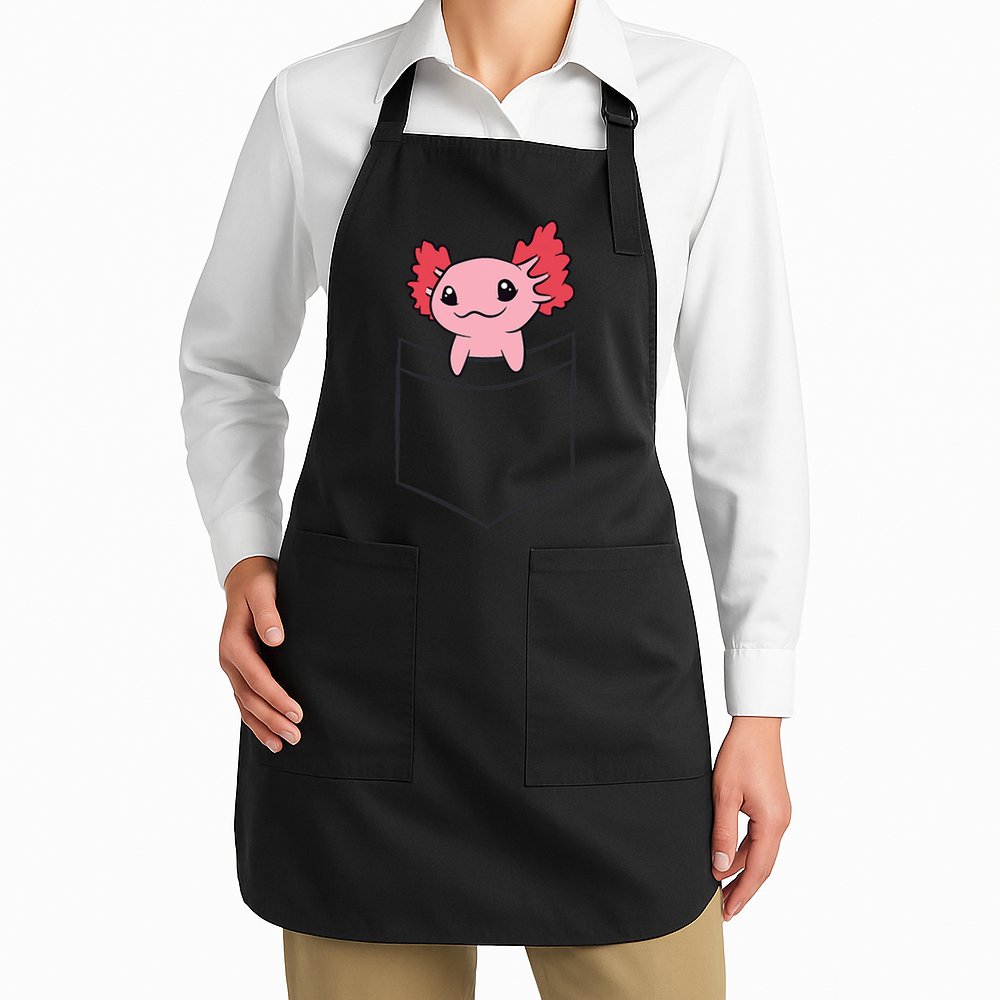 Axolotl In The Pocket Cute Baby Axolotl Apron