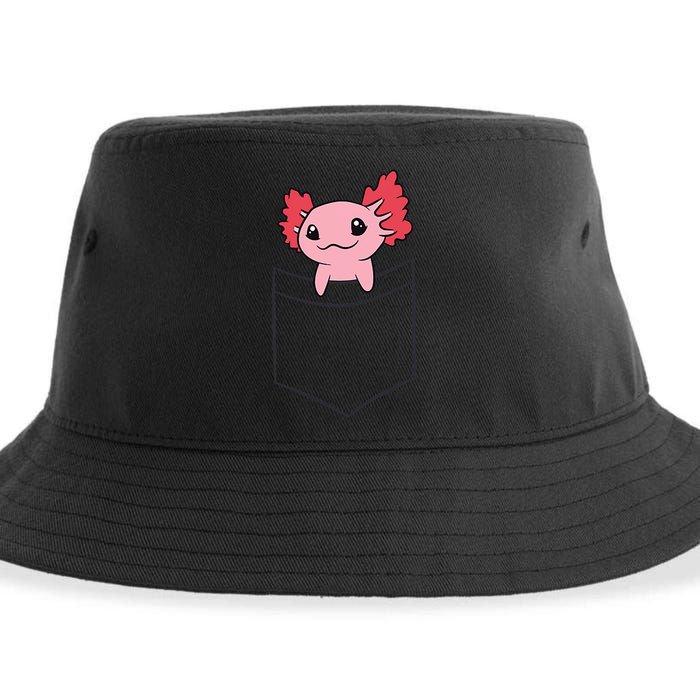 Axolotl In The Pocket Cute Baby Axolotl Sustainable Bucket Hat