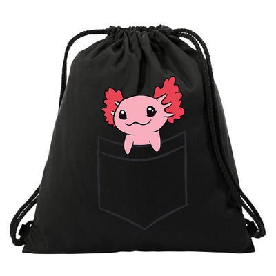 Axolotl In The Pocket Cute Baby Axolotl Drawstring Bag