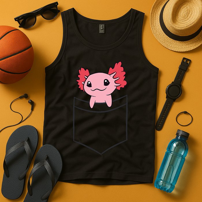 Axolotl In The Pocket Cute Baby Axolotl Tank Top