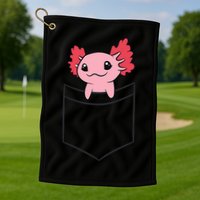 Axolotl In The Pocket Cute Baby Axolotl Golf Towel
