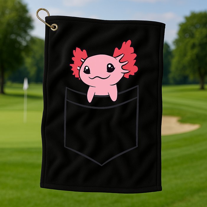 Axolotl In The Pocket Cute Baby Axolotl Golf Towel