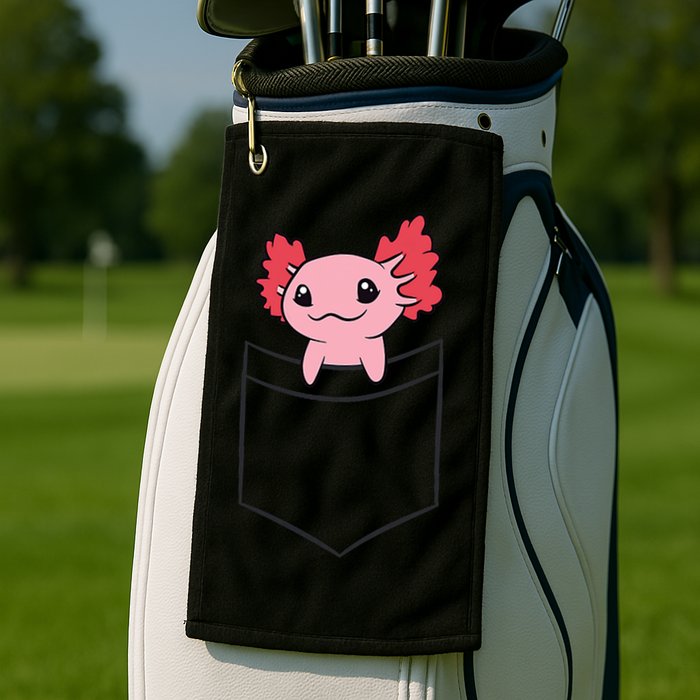 Axolotl In The Pocket Cute Baby Axolotl Golf Towel