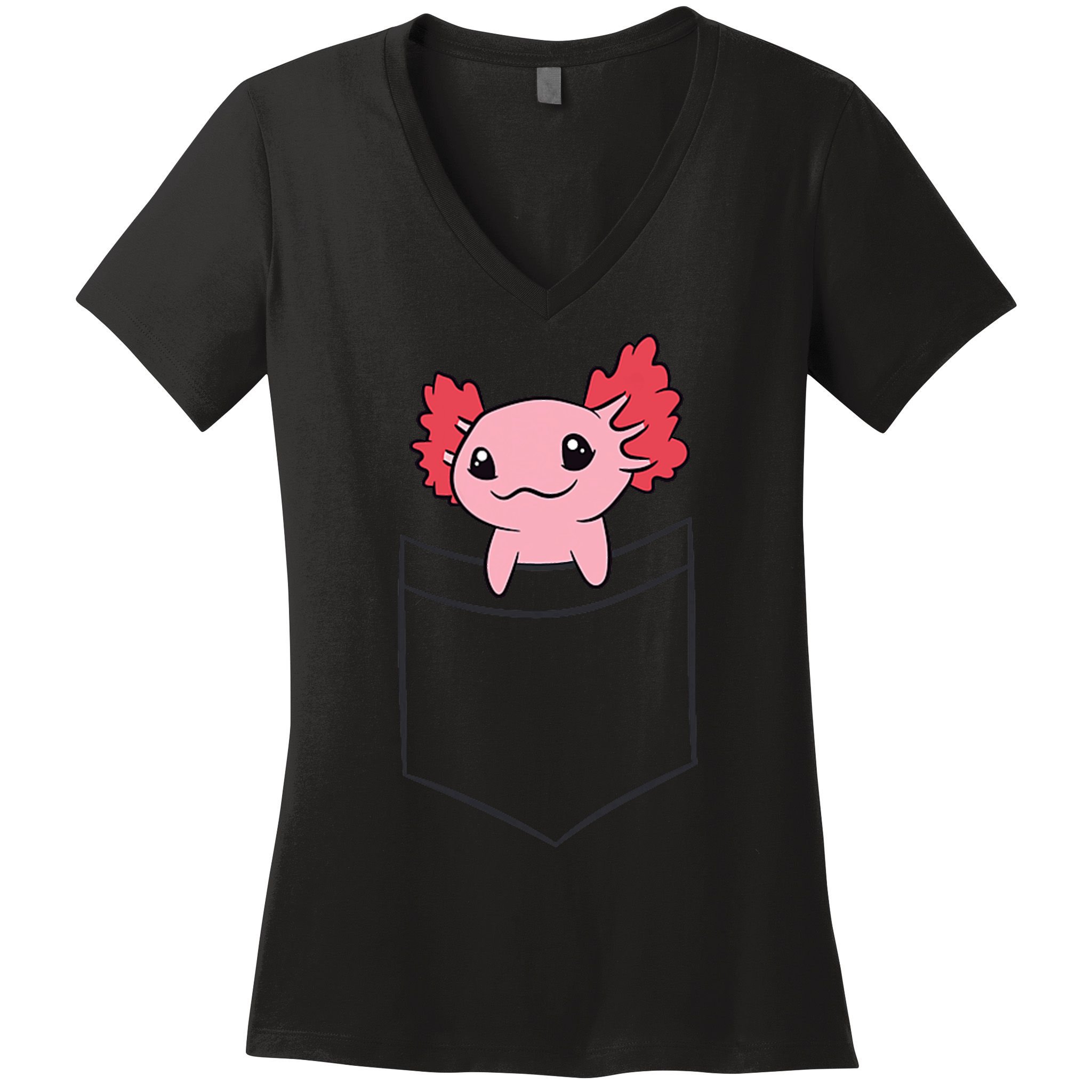 Axolotl In The Pocket Cute Baby Axolotl Women's V-Neck T-Shirt