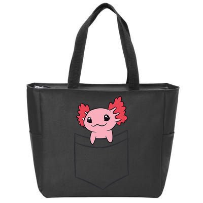 Axolotl In The Pocket Cute Baby Axolotl Zip Tote Bag
