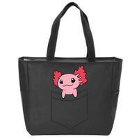 Axolotl In The Pocket Cute Baby Axolotl Zip Tote Bag