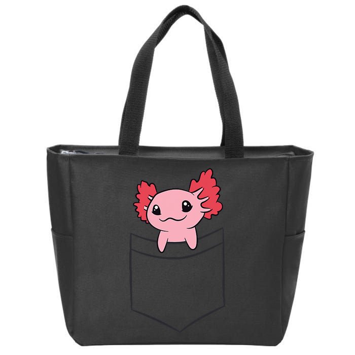 Axolotl In The Pocket Cute Baby Axolotl Zip Tote Bag