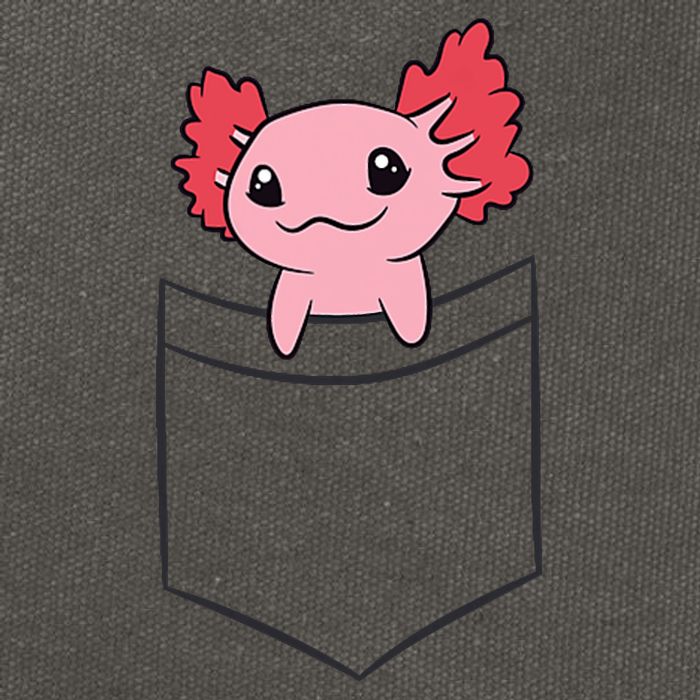 Axolotl In The Pocket Cute Baby Axolotl Cotton Canvas Backpack