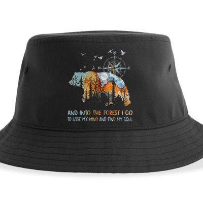 And Into The Forest I Go To Lose My Mind Camping Bear Sustainable Bucket Hat