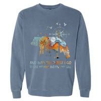 And Into The Forest I Go To Lose My Mind Camping Bear Garment-Dyed Sweatshirt
