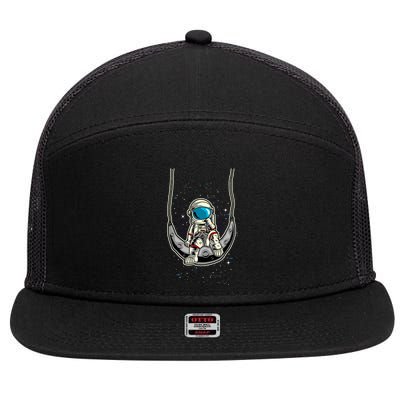 Astronaut In The Moon 7 Panel Mesh Trucker Snapback Hat