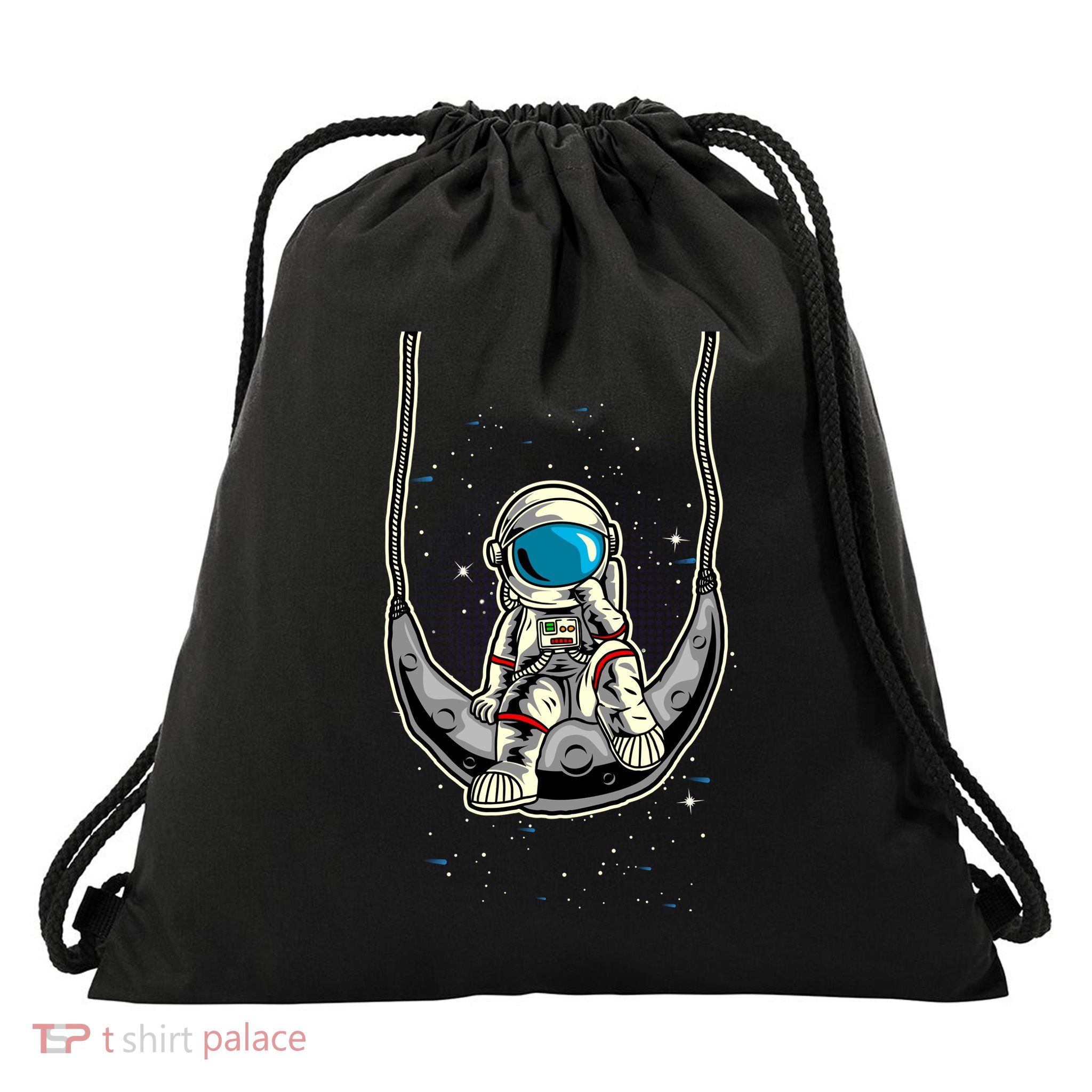 Astronaut In The Moon Drawstring Bag