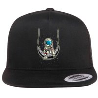 Astronaut In The Moon Flat Bill Trucker Hat