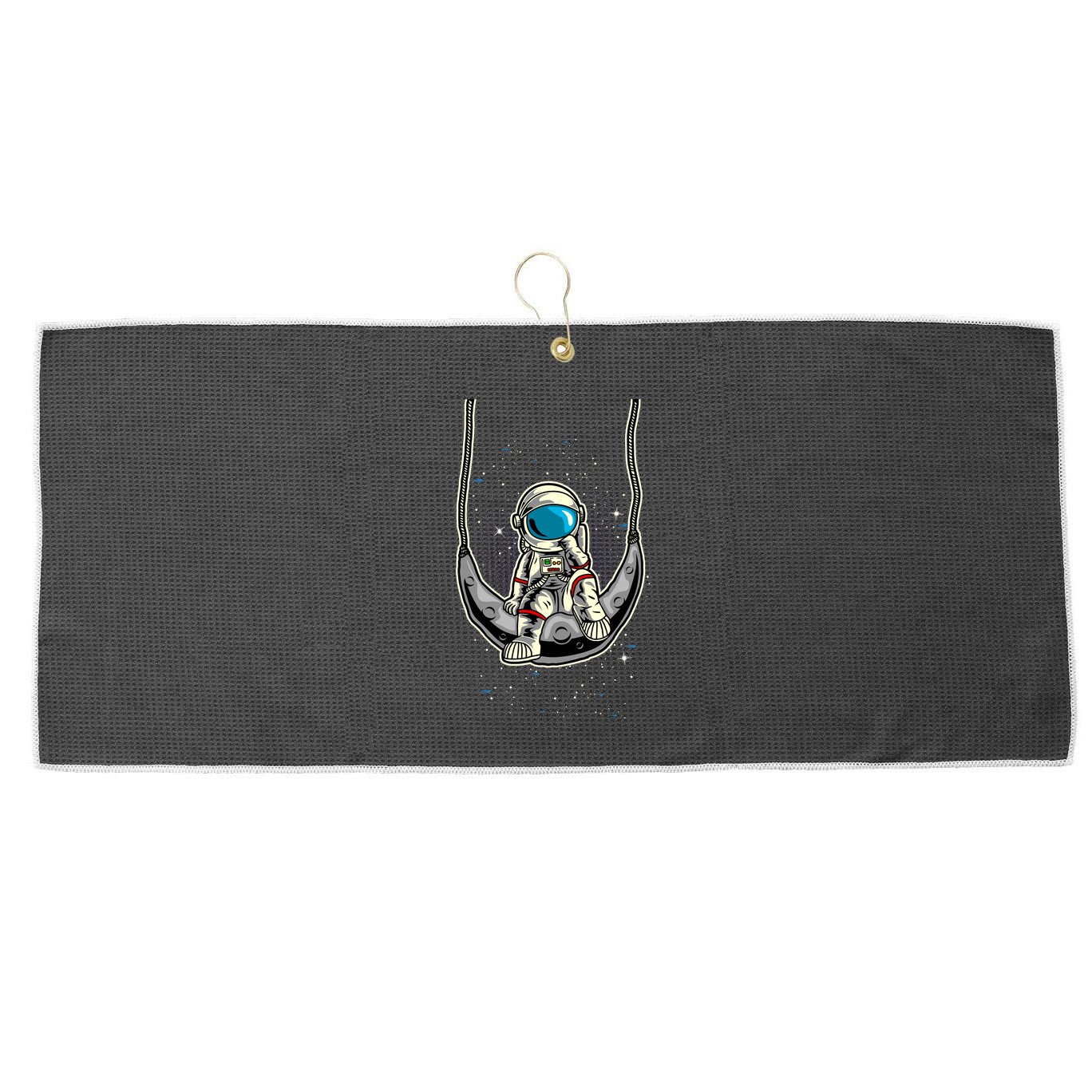Astronaut In The Moon Large Microfiber Waffle Golf Towel