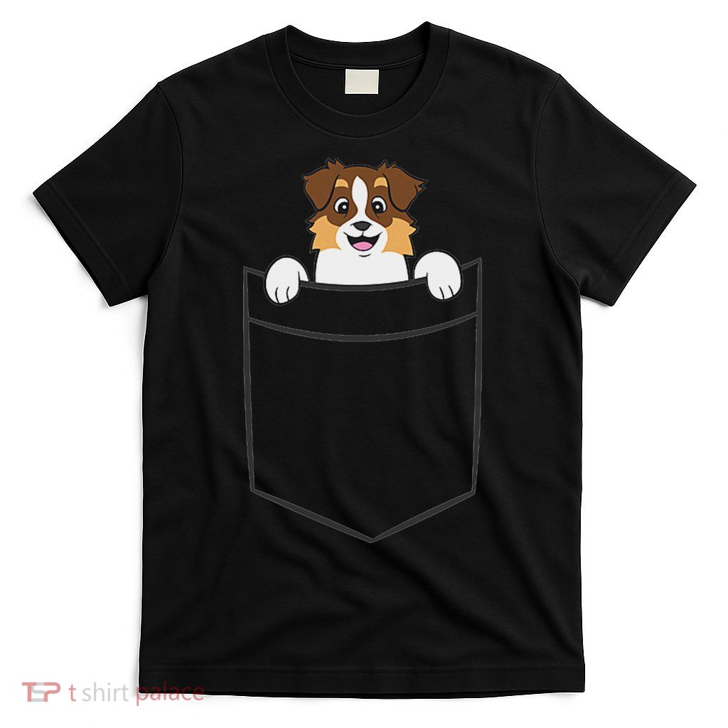 Aussie In The Pocket Cute Australian Shepherd Dog T-Shirt