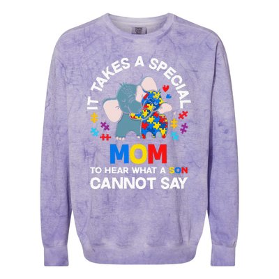 Autism It Takes A Special Mom Autistic Son Proud Autism Mom Colorblast Crewneck Sweatshirt