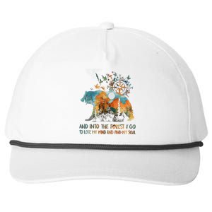 And Into The Forest I Go To Lose My Mind Camping Bear Snapback Five-Panel Rope Hat