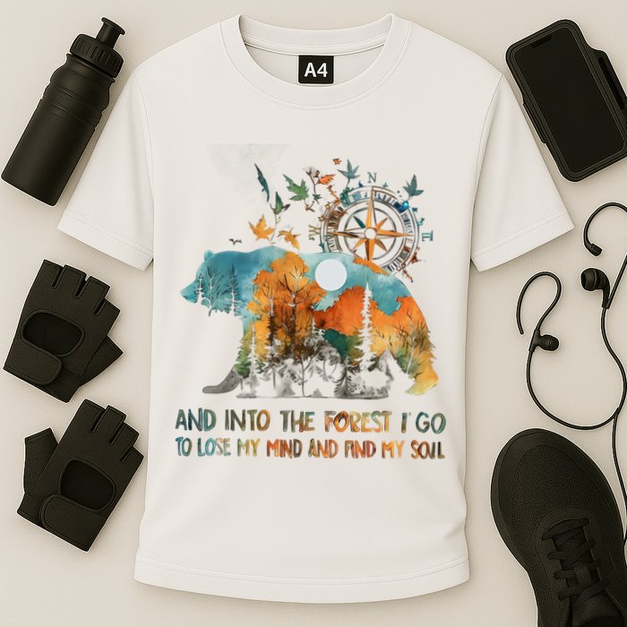 And Into The Forest I Go To Lose My Mind Camping Bear Cooling Performance Crew T-Shirt