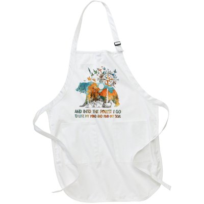 And Into The Forest I Go To Lose My Mind Camping Bear Full-Length Apron With Pockets