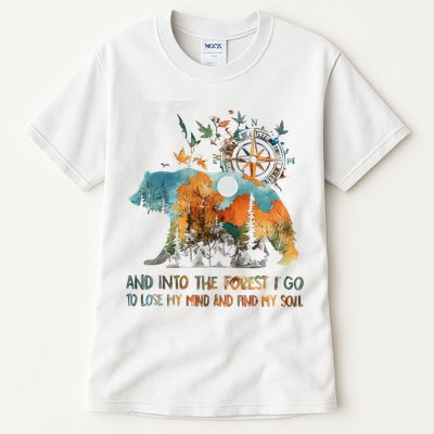 And Into The Forest I Go To Lose My Mind Camping Bear Tall T-Shirt