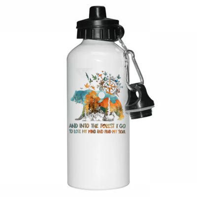 And Into The Forest I Go To Lose My Mind Camping Bear Aluminum Water Bottle 