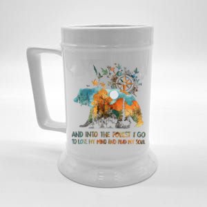 And Into The Forest I Go To Lose My Mind Camping Bear Beer Stein