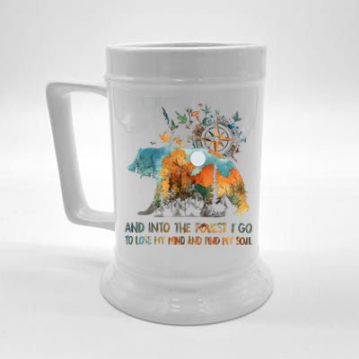 And Into The Forest I Go To Lose My Mind Camping Bear Beer Stein