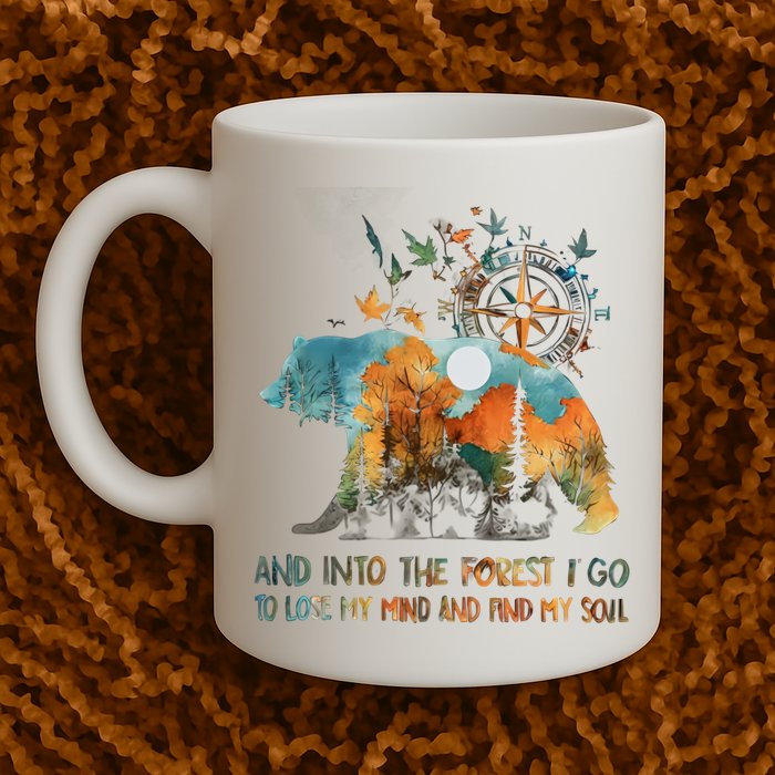 And Into The Forest I Go To Lose My Mind Camping Bear Mug