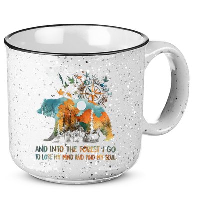 And Into The Forest I Go To Lose My Mind Camping Bear 15oz Campfire Ceramic Mug