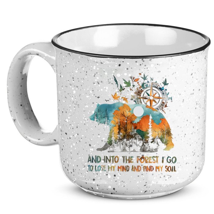 And Into The Forest I Go To Lose My Mind Camping Bear 15oz Campfire Ceramic Mug