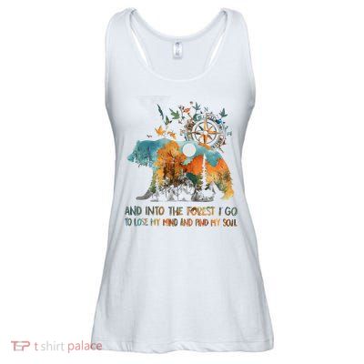 And Into The Forest I Go To Lose My Mind Camping Bear Ladies Essential Flowy Tank