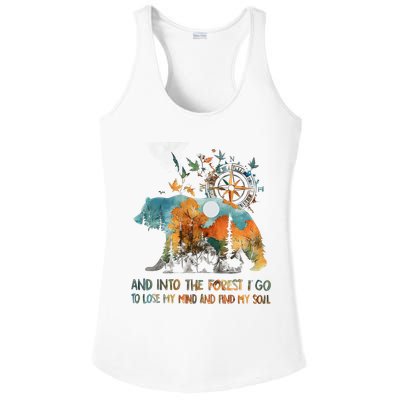 And Into The Forest I Go To Lose My Mind Camping Bear Ladies PosiCharge Competitor Racerback Tank