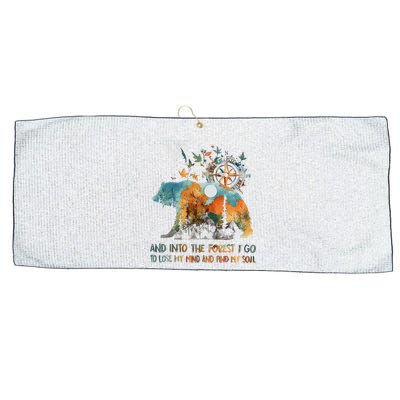 And Into The Forest I Go To Lose My Mind Camping Bear Large Microfiber Waffle Golf Towel