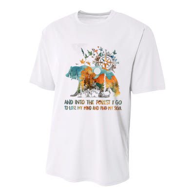 And Into The Forest I Go To Lose My Mind Camping Bear Youth Performance Sprint T-Shirt