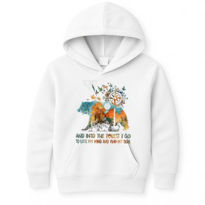 And Into The Forest I Go To Lose My Mind Camping Bear Kids Hoodie