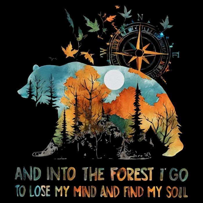 And Into The Forest I Go To Lose My Mind Camping Bear Sustainable Bucket Hat