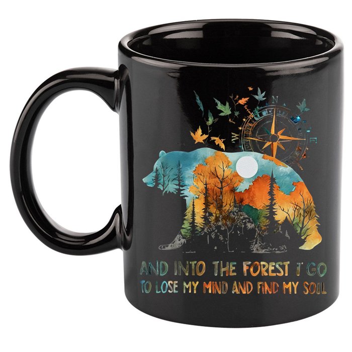 And Into The Forest I Go To Lose My Mind Camping Bear 11oz C Handle Ceramic Mug